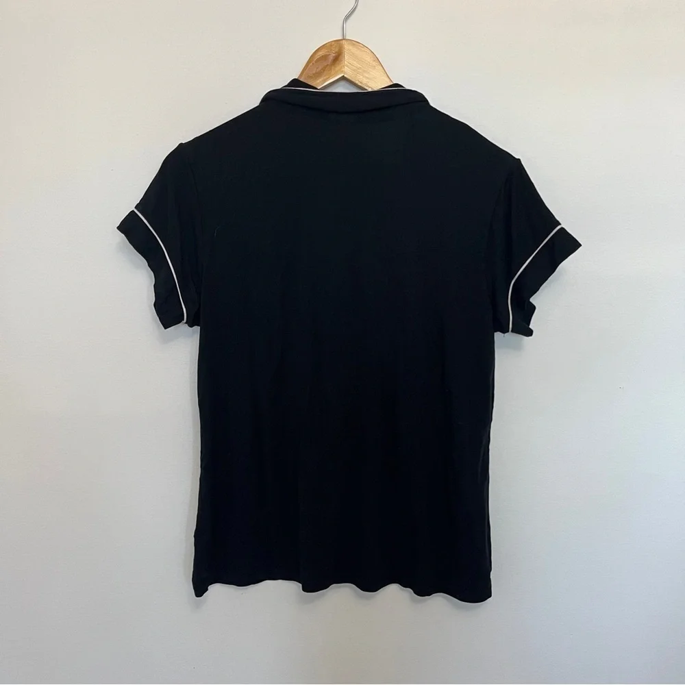 Eberjey Giselle PJ Top Short Sleeve Black with White Trim Size M - Picture 5 of 5